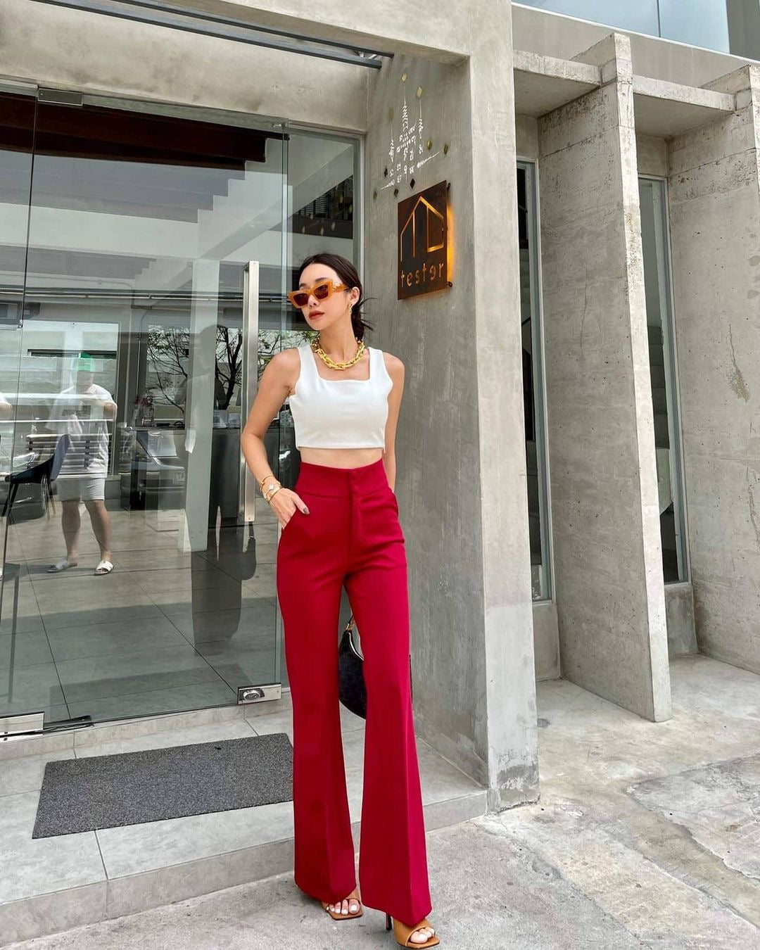 Red Wider Bottom Pants
