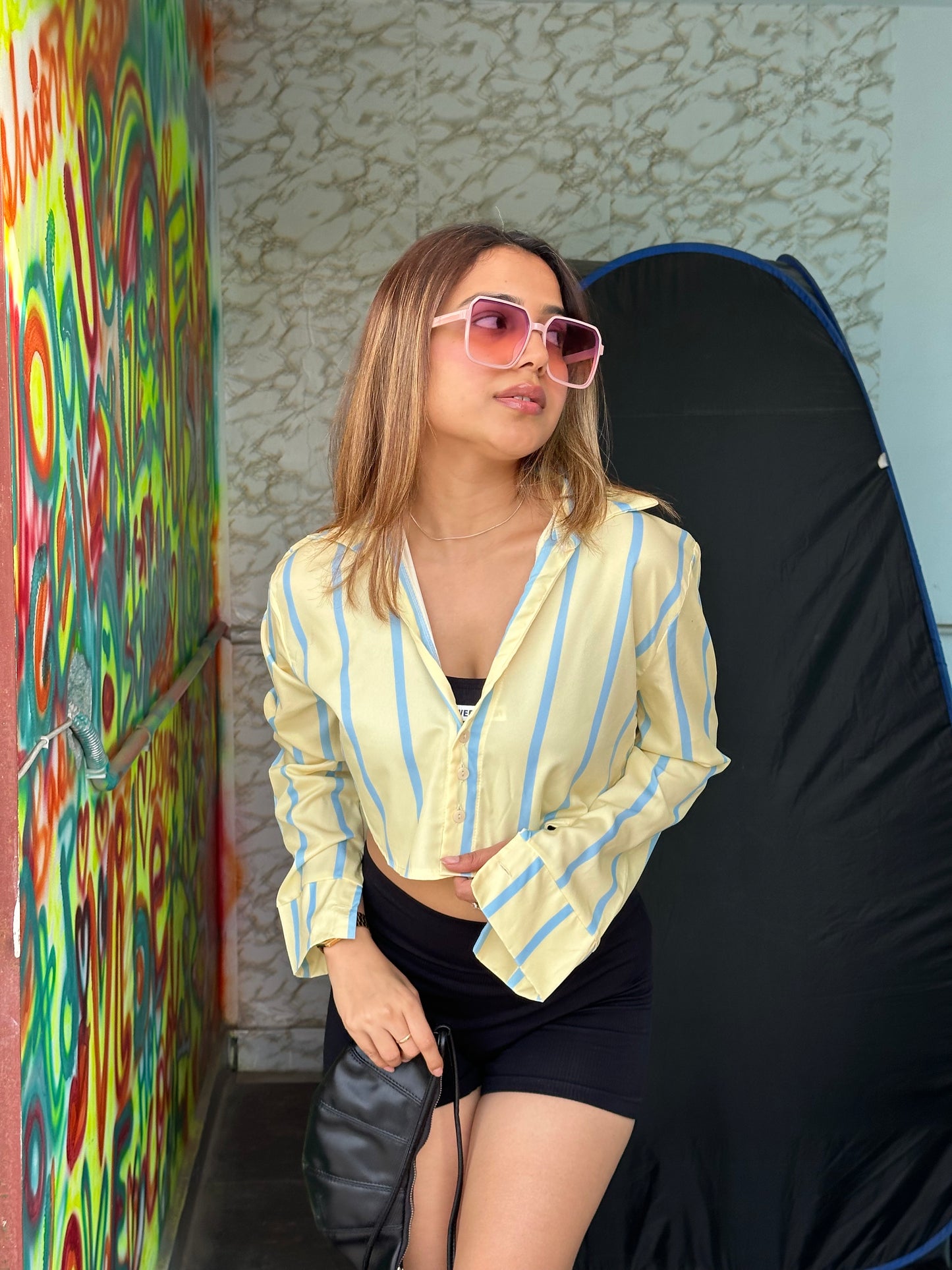 Summer Striped Vibrant Crop Shirts