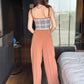 Plaid Padded Bralette With Rust Pants