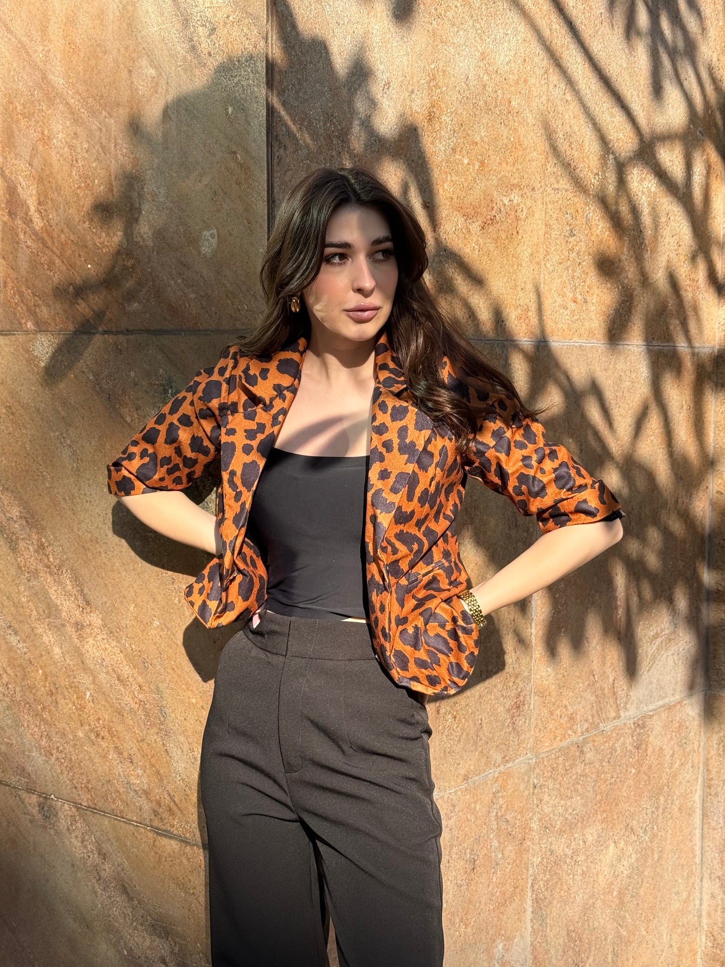 Animal Print 3/4th Sleeve Blazer