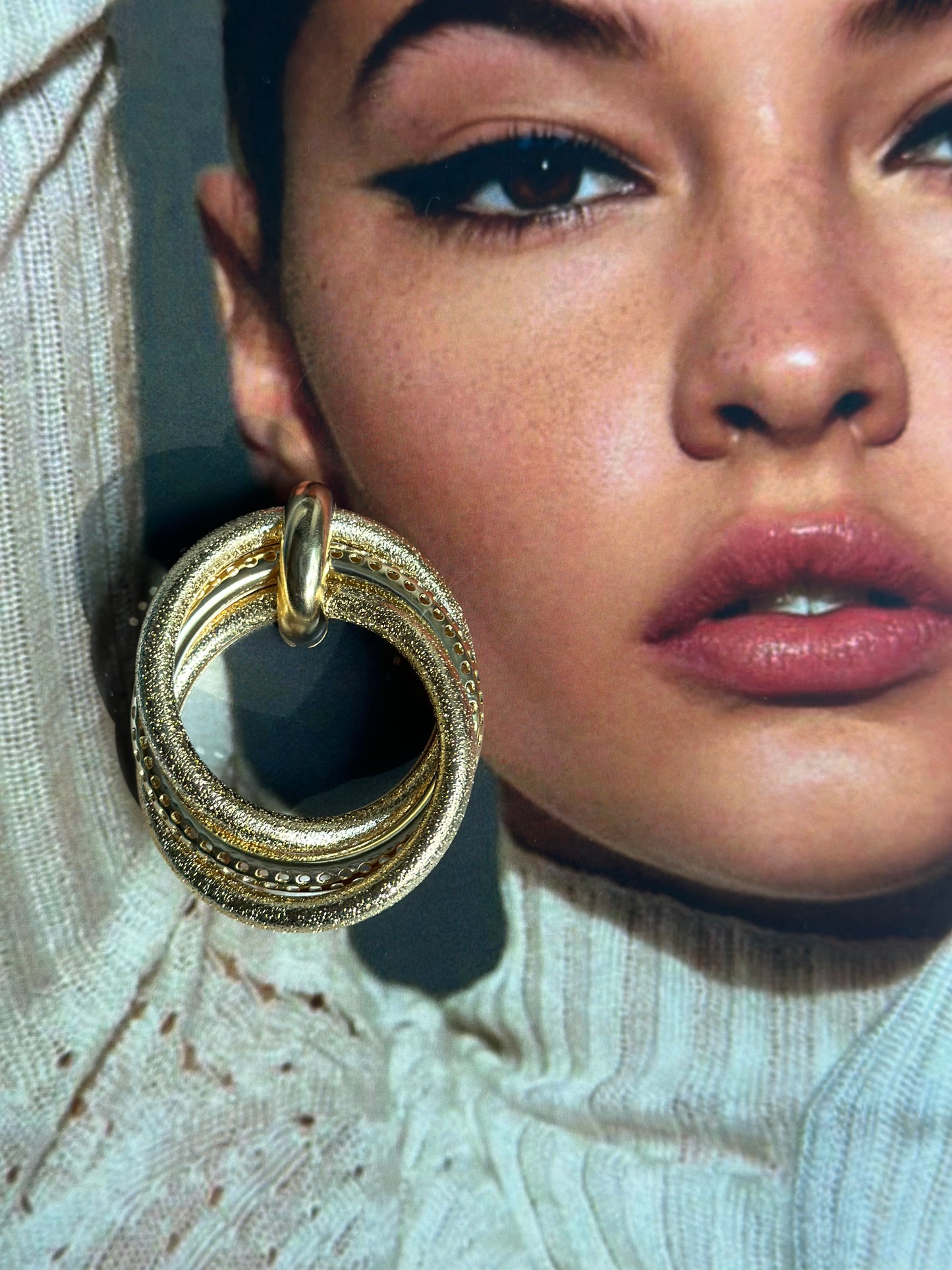 Chunky Three Layer Hoop Earring
