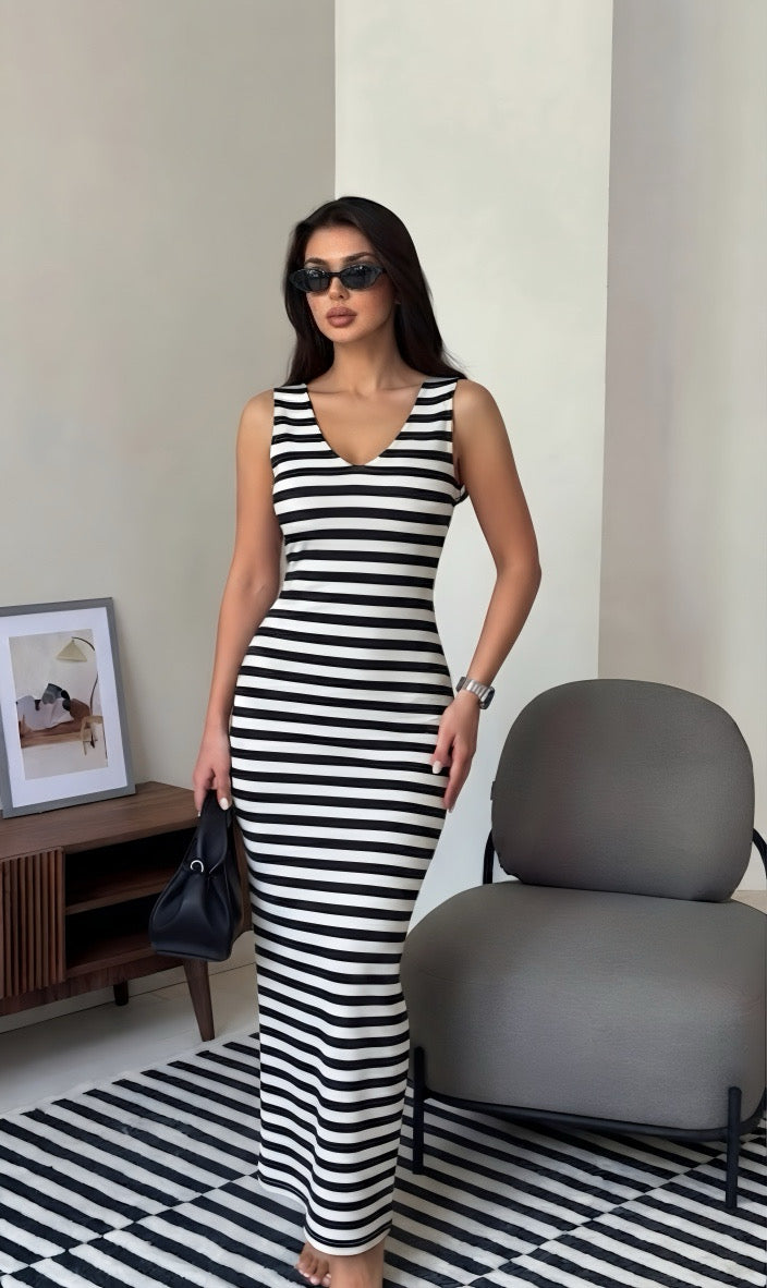 Zebra Maxi Body Hugging Dress