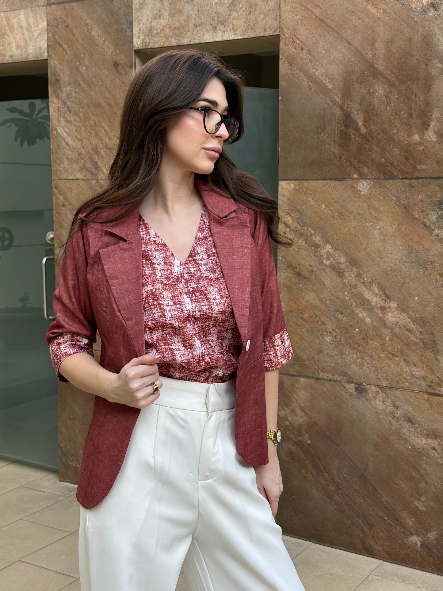 Rust 3/4th Blazer With Vest