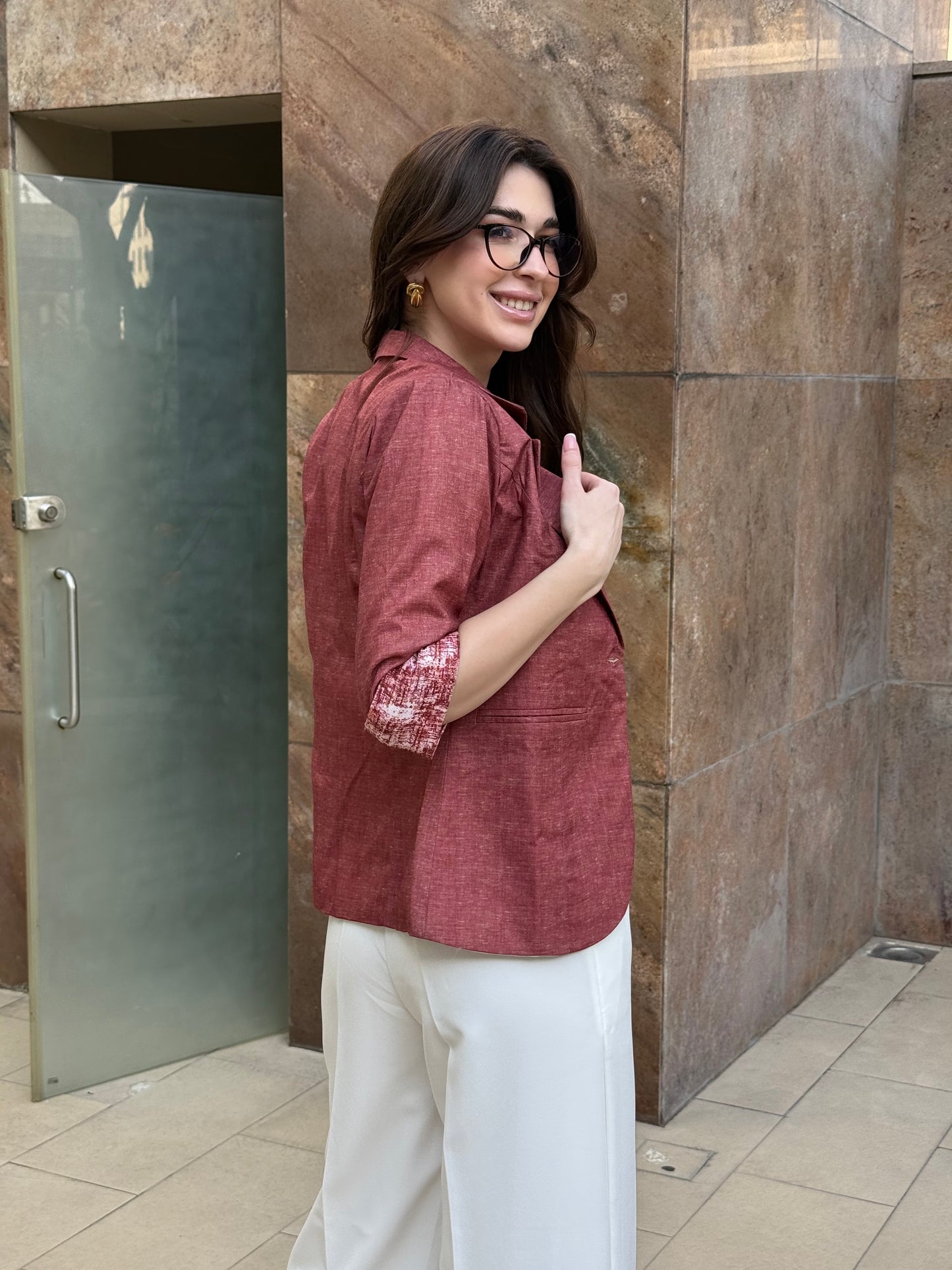 Rust 3/4th Blazer With Vest