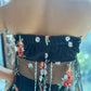 Mesh Floral Embroidered Padded Top