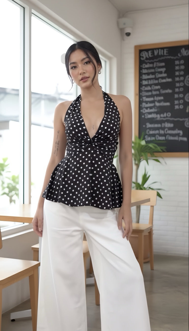 Polka-Dots Halter Neck Top