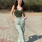 Striped Cargo Pants With Green Bodysuit