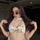 Floral Asymmetrical Cape Top With Bralette