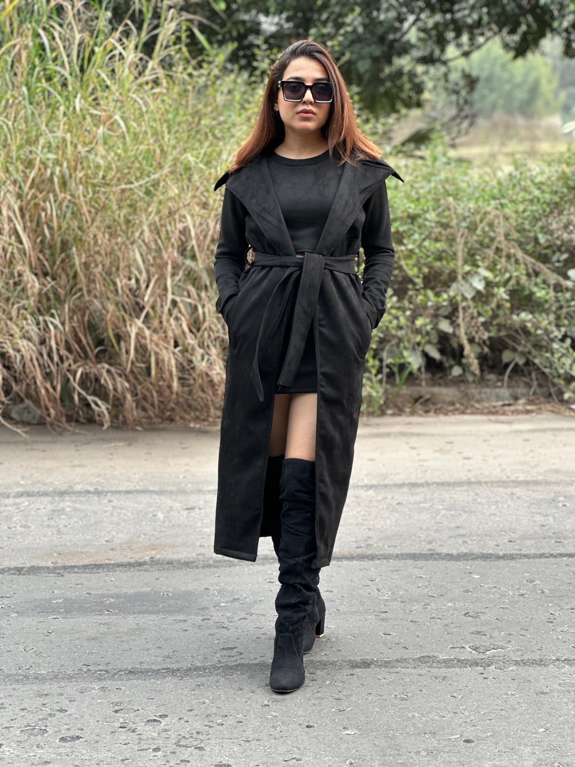 Long shrug top with short dress