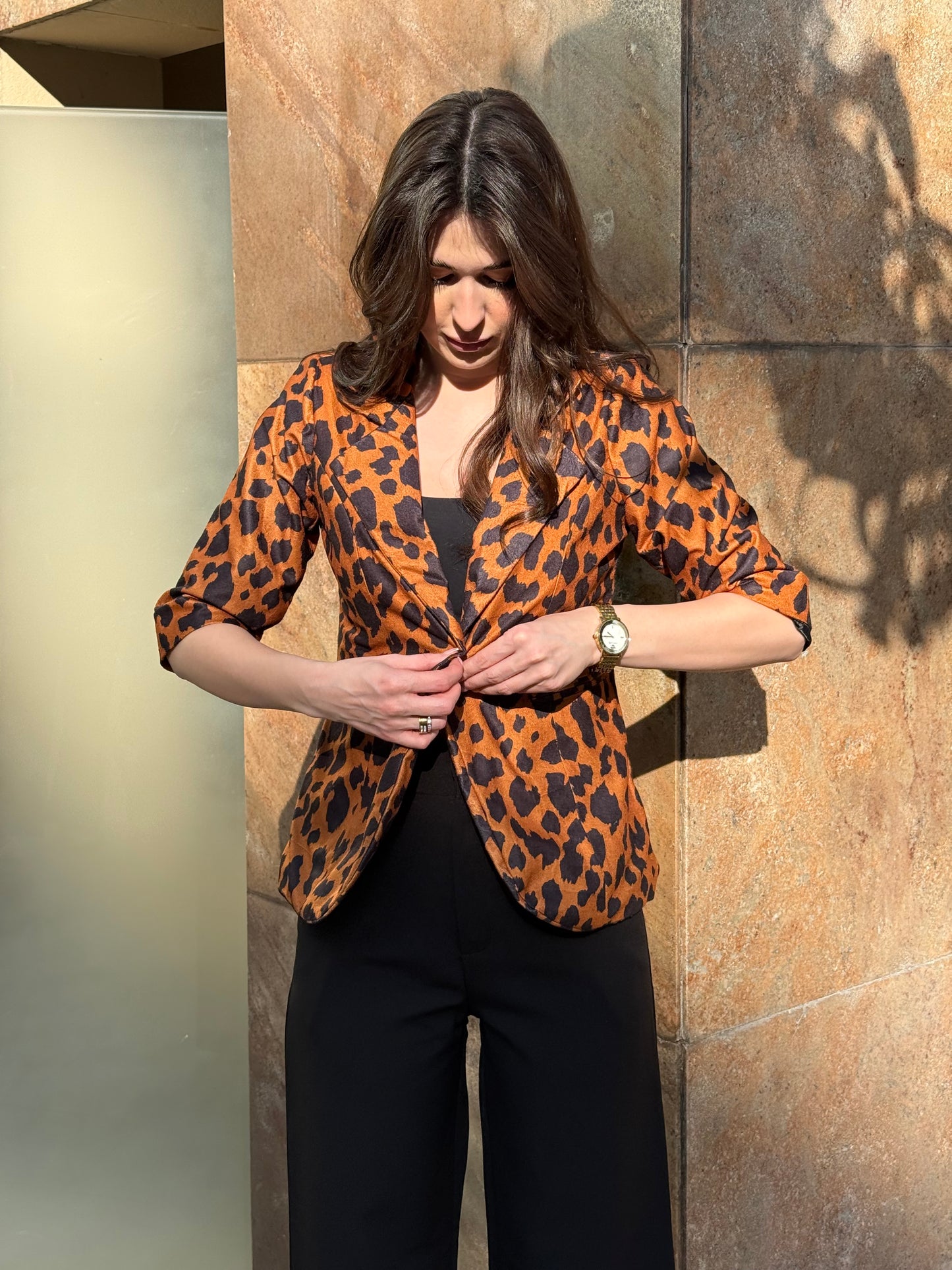 Animal Print 3/4th Sleeve Blazer