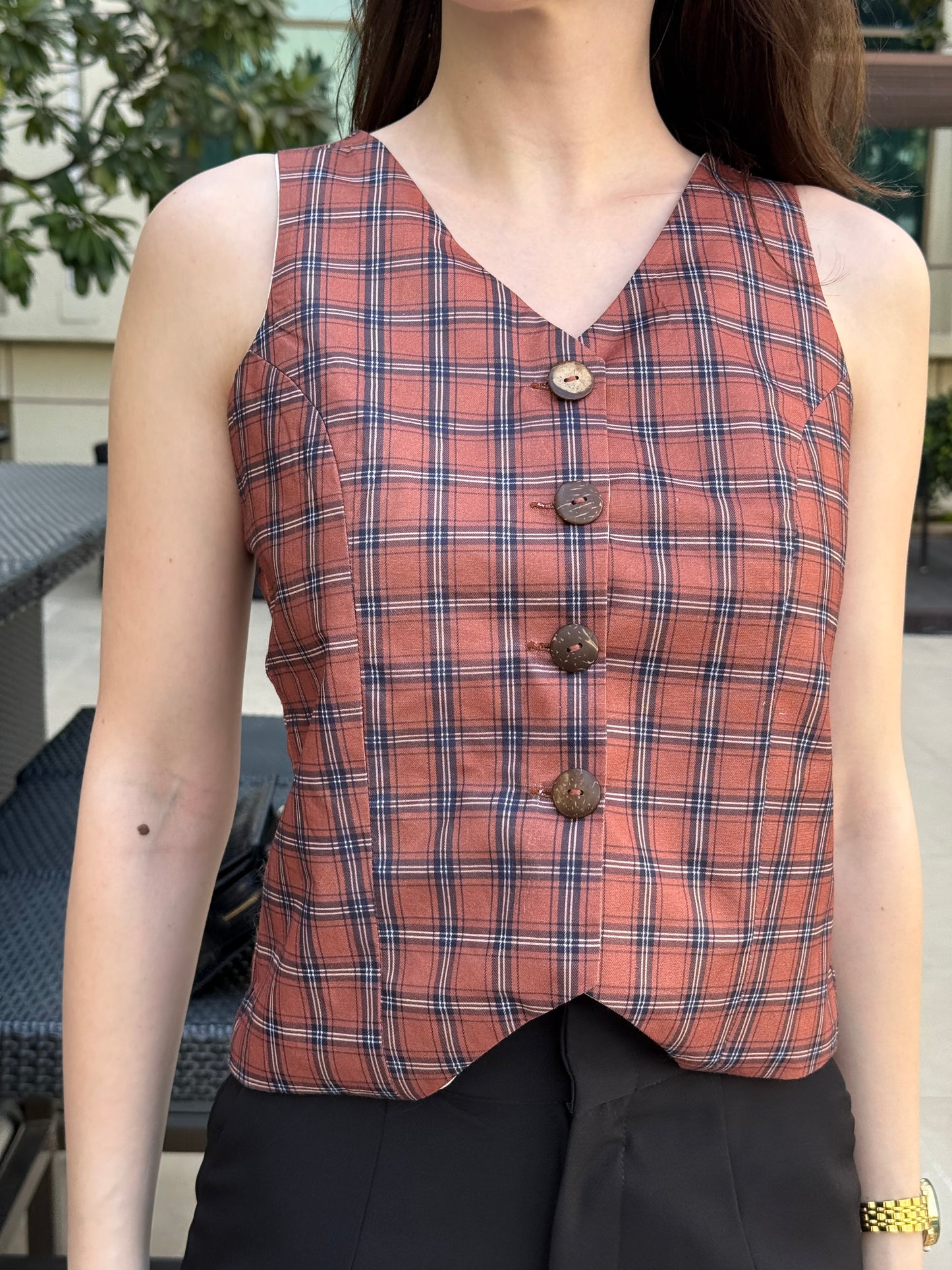 Checked Blazer With Waist Coat