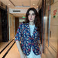 Multi-Color Velvet 3/4th Sleeve Blazer