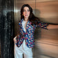 Multi-Color Velvet 3/4th Sleeve Blazer