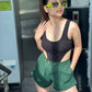 Black Bodysuit With Wide Leg Hot Pants/Shorts