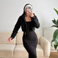 Fleece Long Dress With Crop Jacket