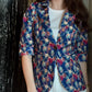 Multi-Color Velvet 3/4th Sleeve Blazer