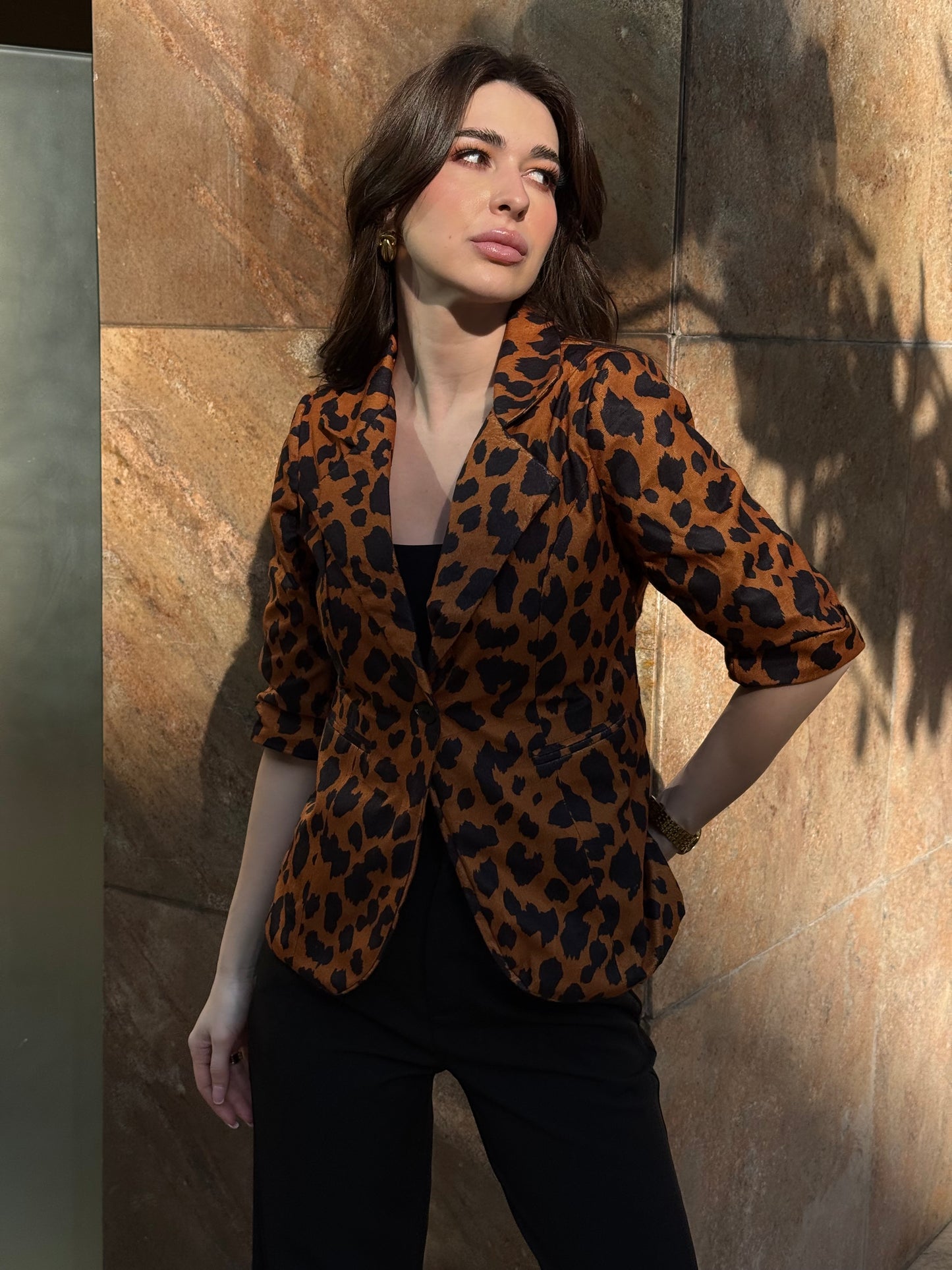 Animal Print 3/4th Sleeve Blazer