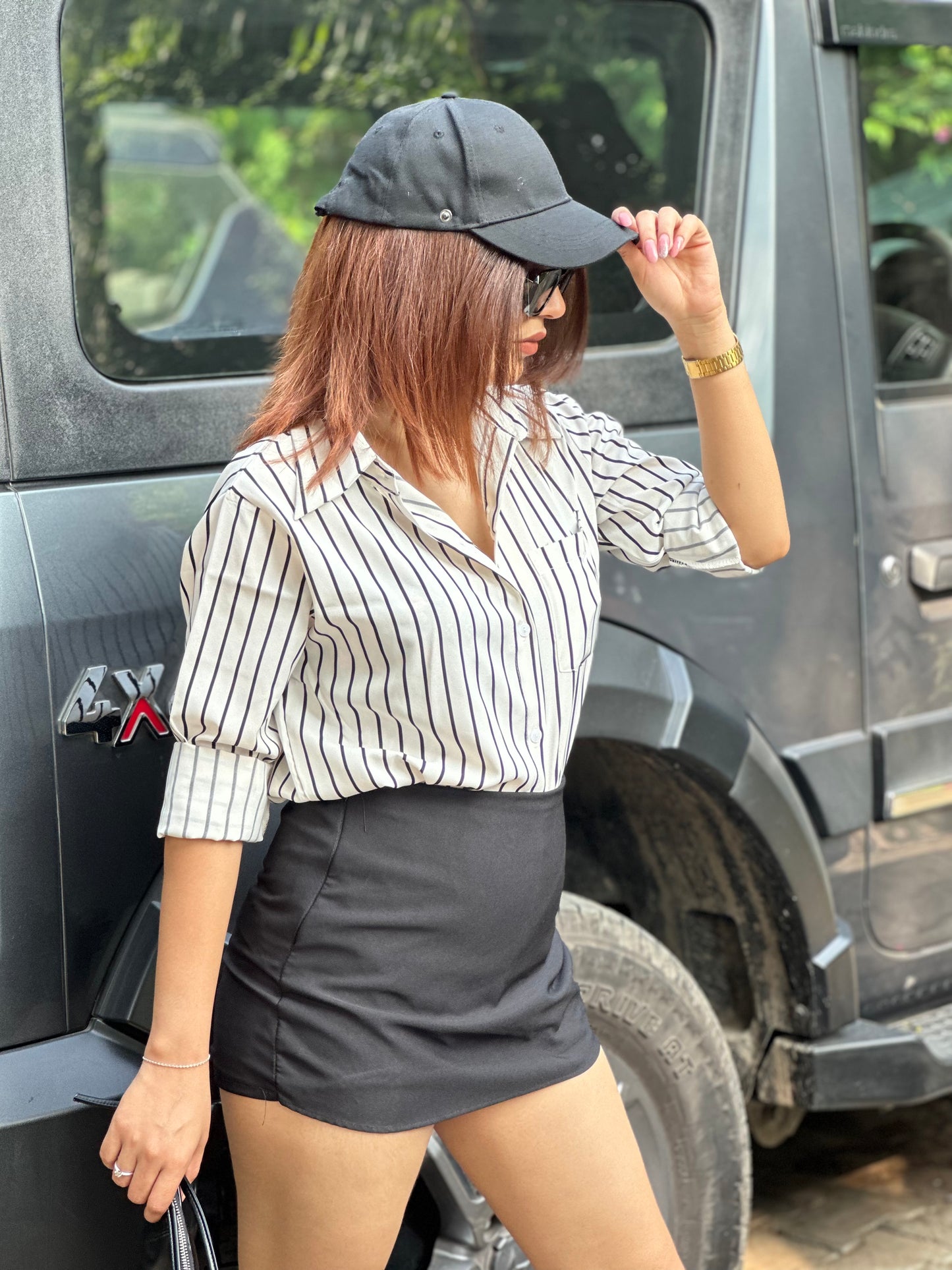 Combo Deal: Striped Shirt With Black Skorts