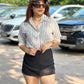 Combo Deal: Striped Shirt With Black Skorts