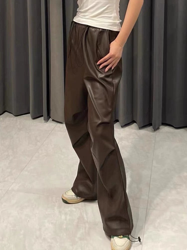 Faux Leather Cargo Pants