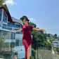 Body Fit Round Neck Slit Dress
