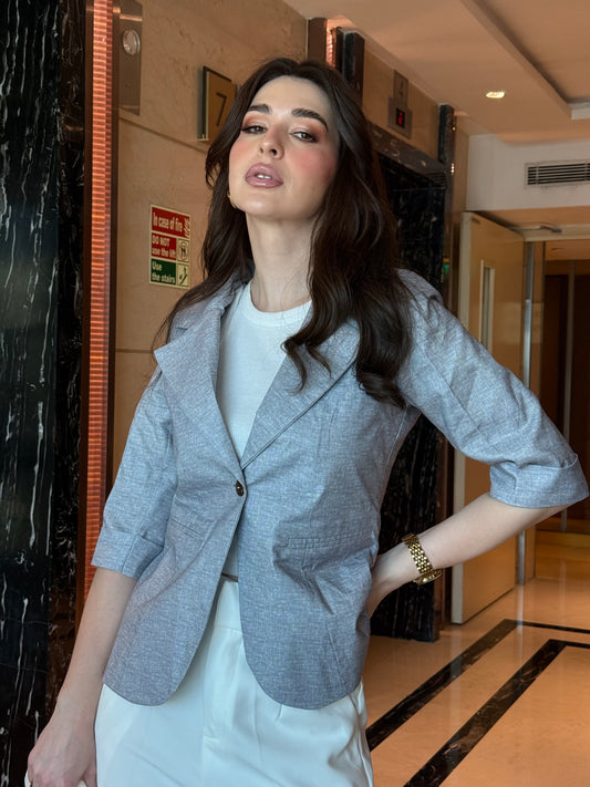 Light Grey 3/4th Sleeve Blazer