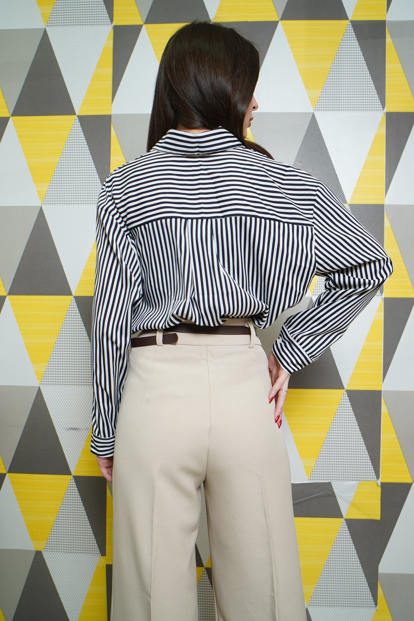 Thick Black Striped Button Down Corporate Shirt