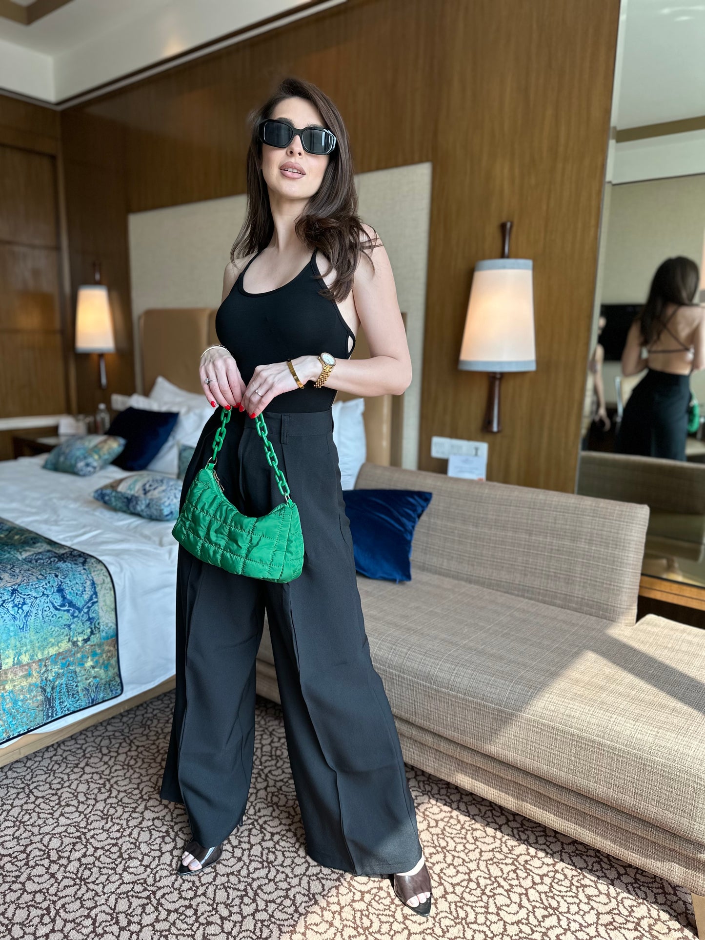 Combo: Baggy Pants With Backless Bodysuit