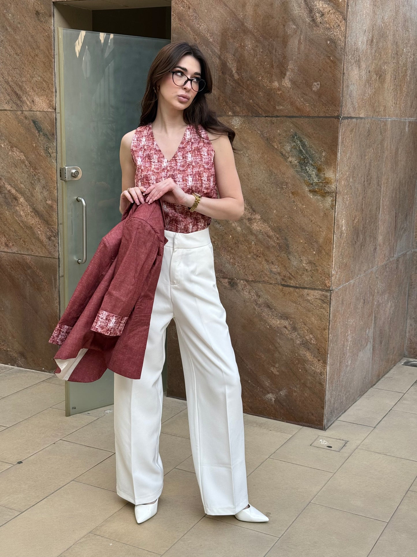 Rust 3/4th Blazer With Vest