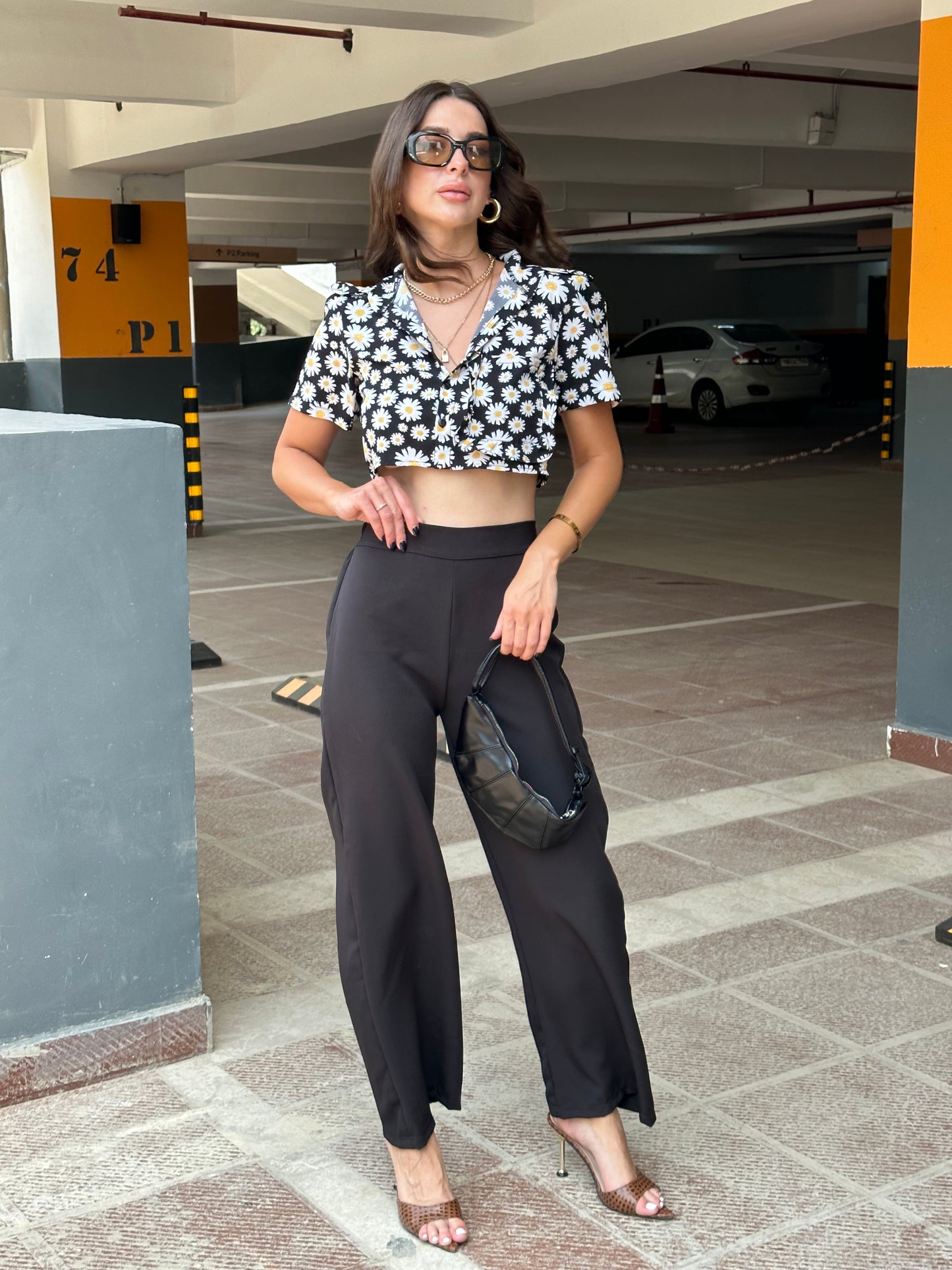 Summer Printed Crop Shirt With Pants