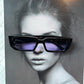 Purple Tint Black Framed Rectangle Shades