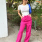 Wide Leg Folded Waist Pants