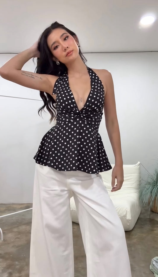Polka-Dots Halter Neck Top