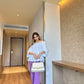 Set Of Off-Shoulder Shirt With Lilac Pants