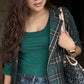 Plaid Blazer With Tank Vest