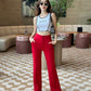 Red Wider Bottom Pants