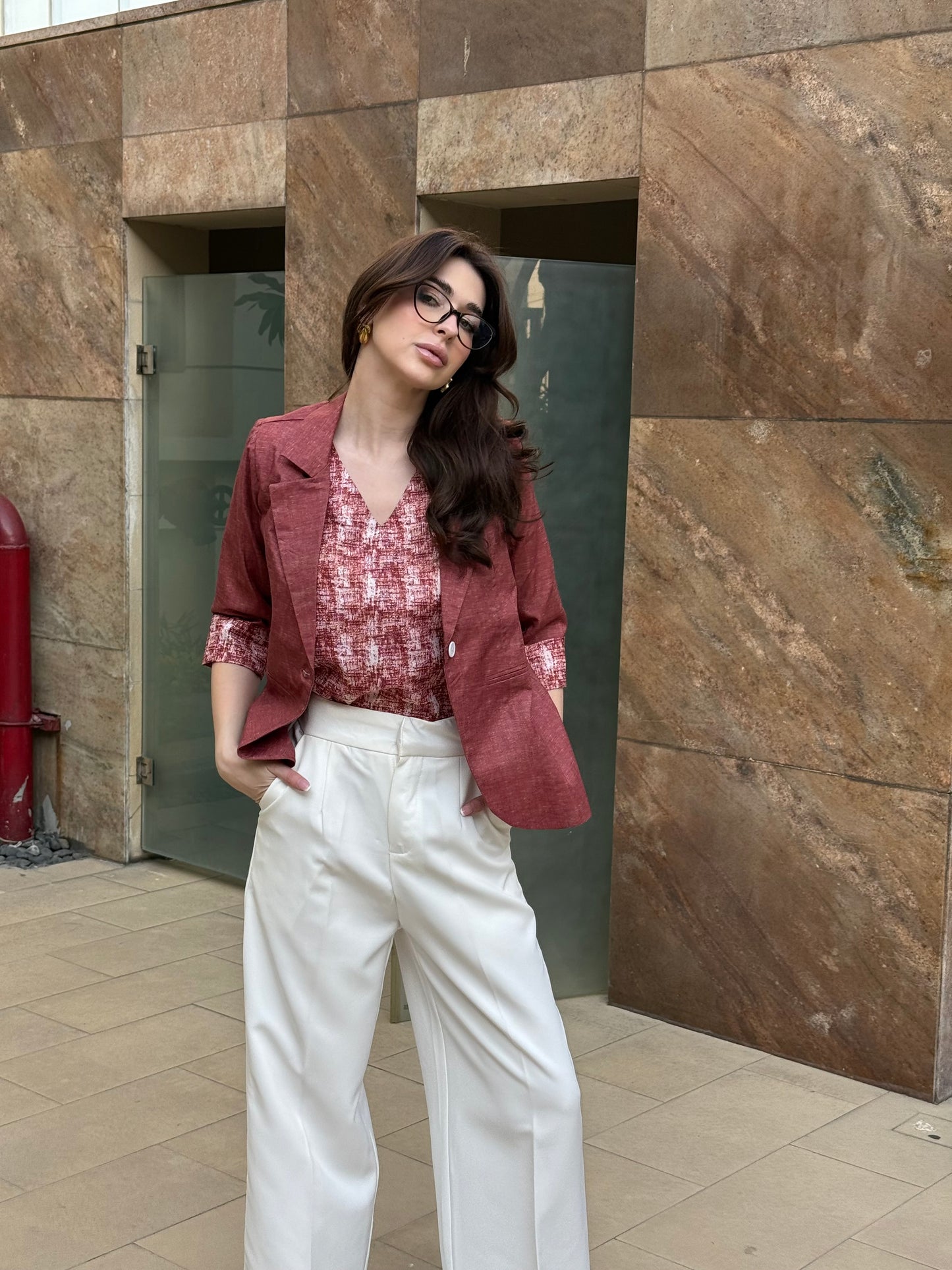 Rust 3/4th Blazer With Vest
