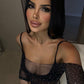 Rhinestone See Through Bodysuit Without Bikini