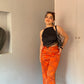 High Waist Chain Printed Wide Leg Satin Pants