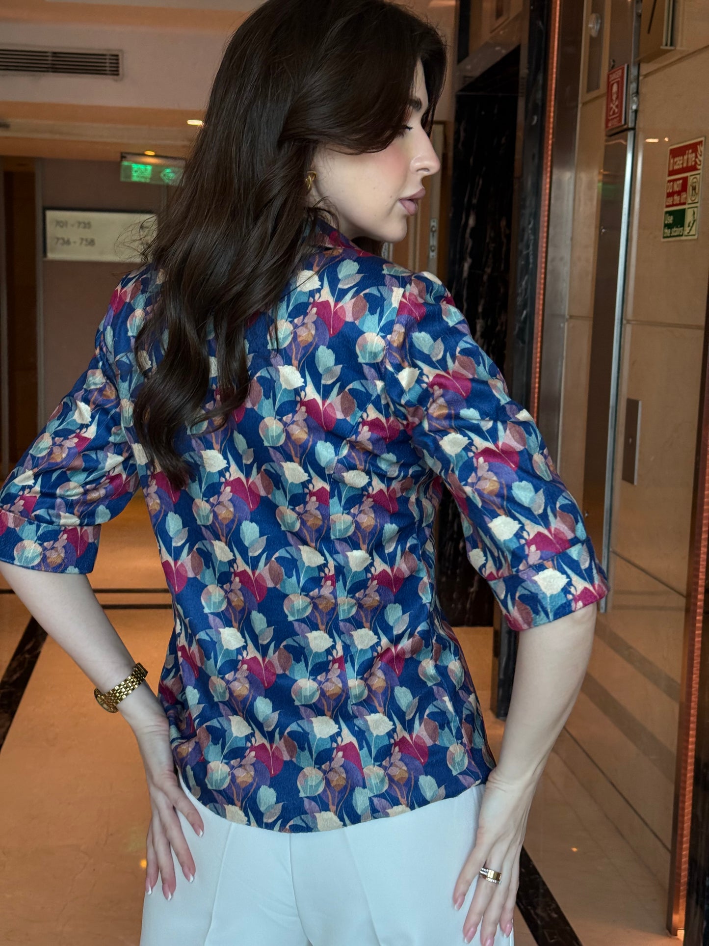 Multi-Color Velvet 3/4th Sleeve Blazer