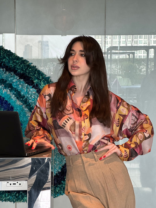 Satin Modern Print Shirt