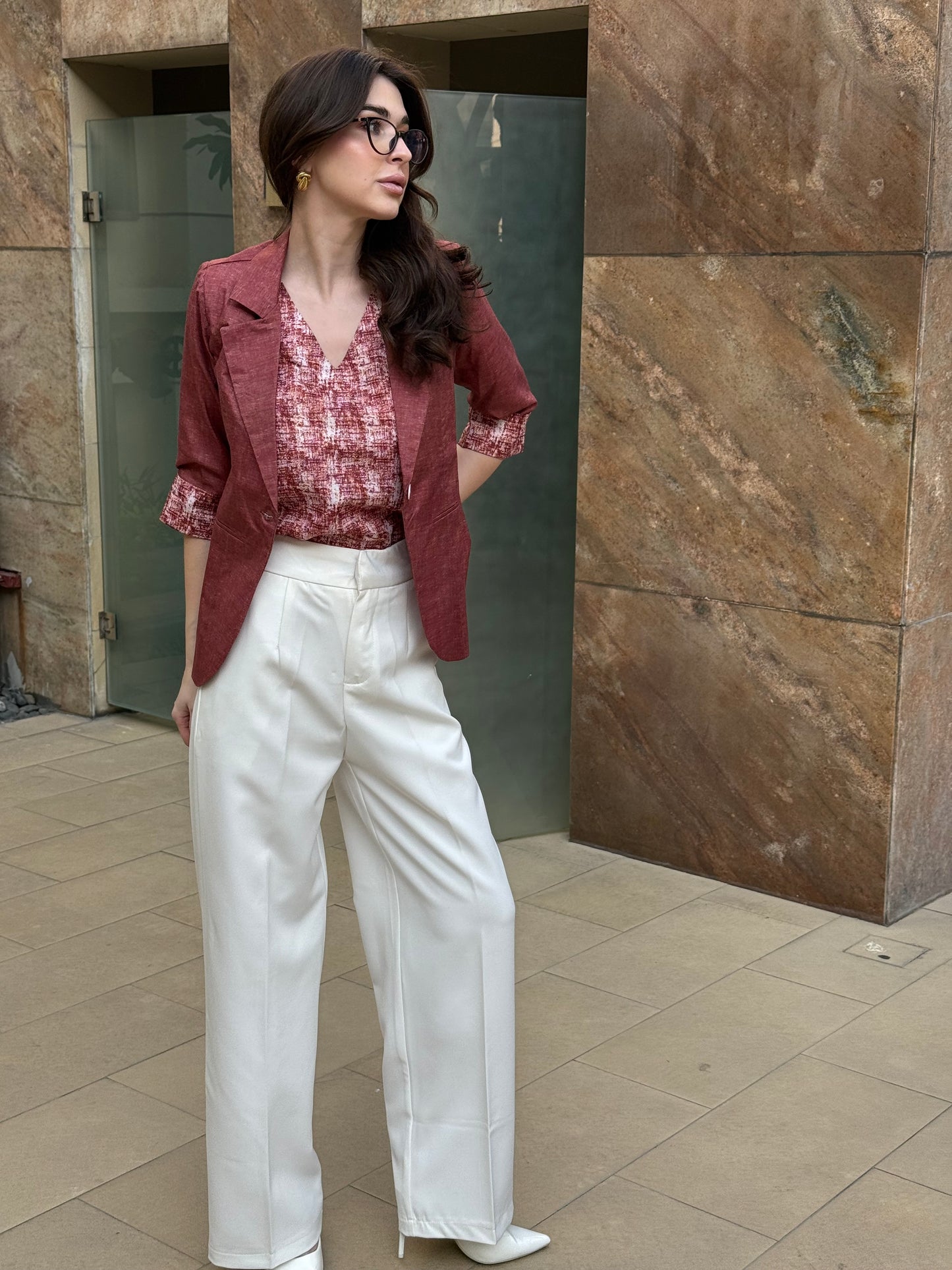 Rust 3/4th Blazer With Vest
