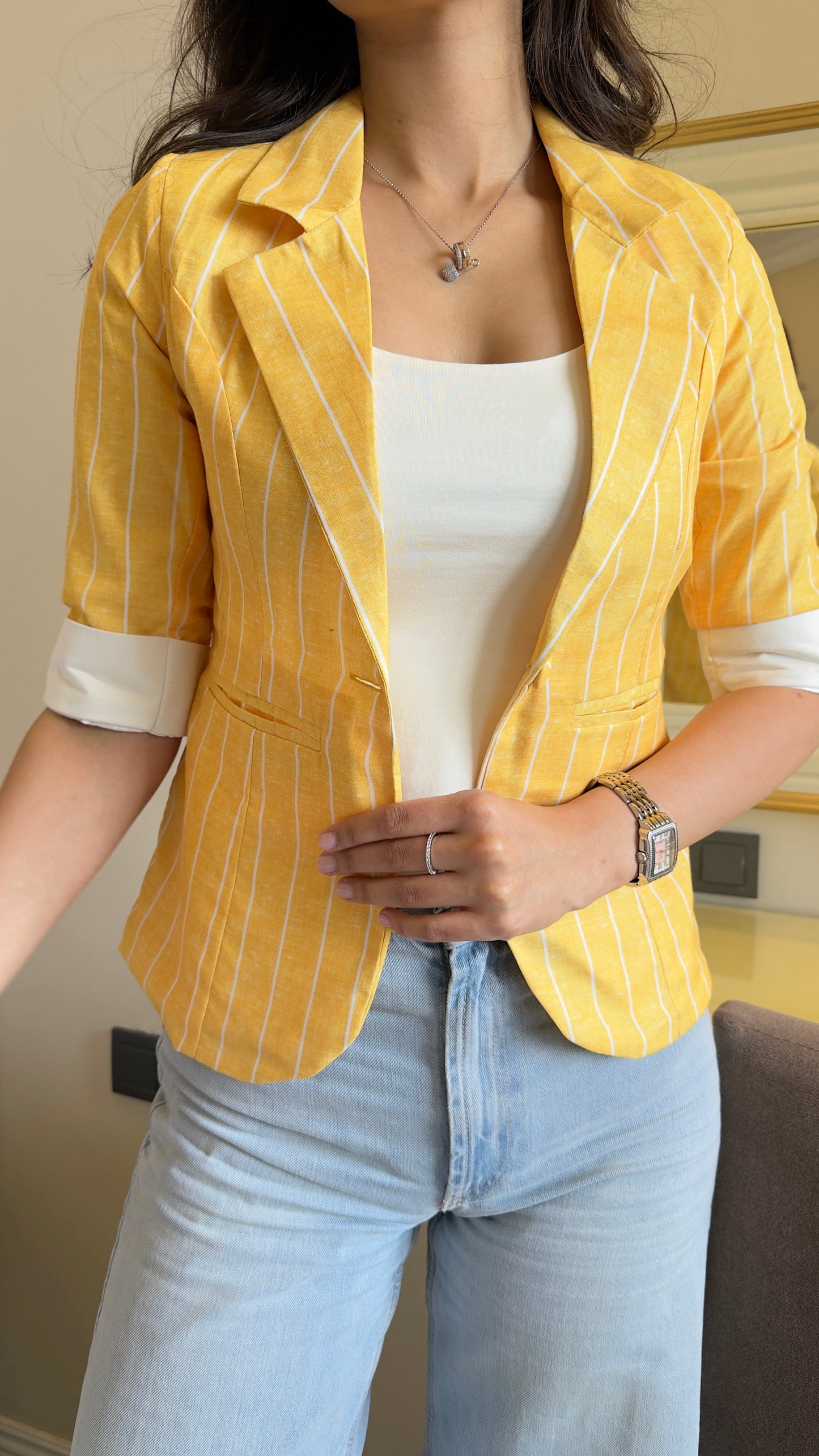 Striped Blazer With Tank Vest