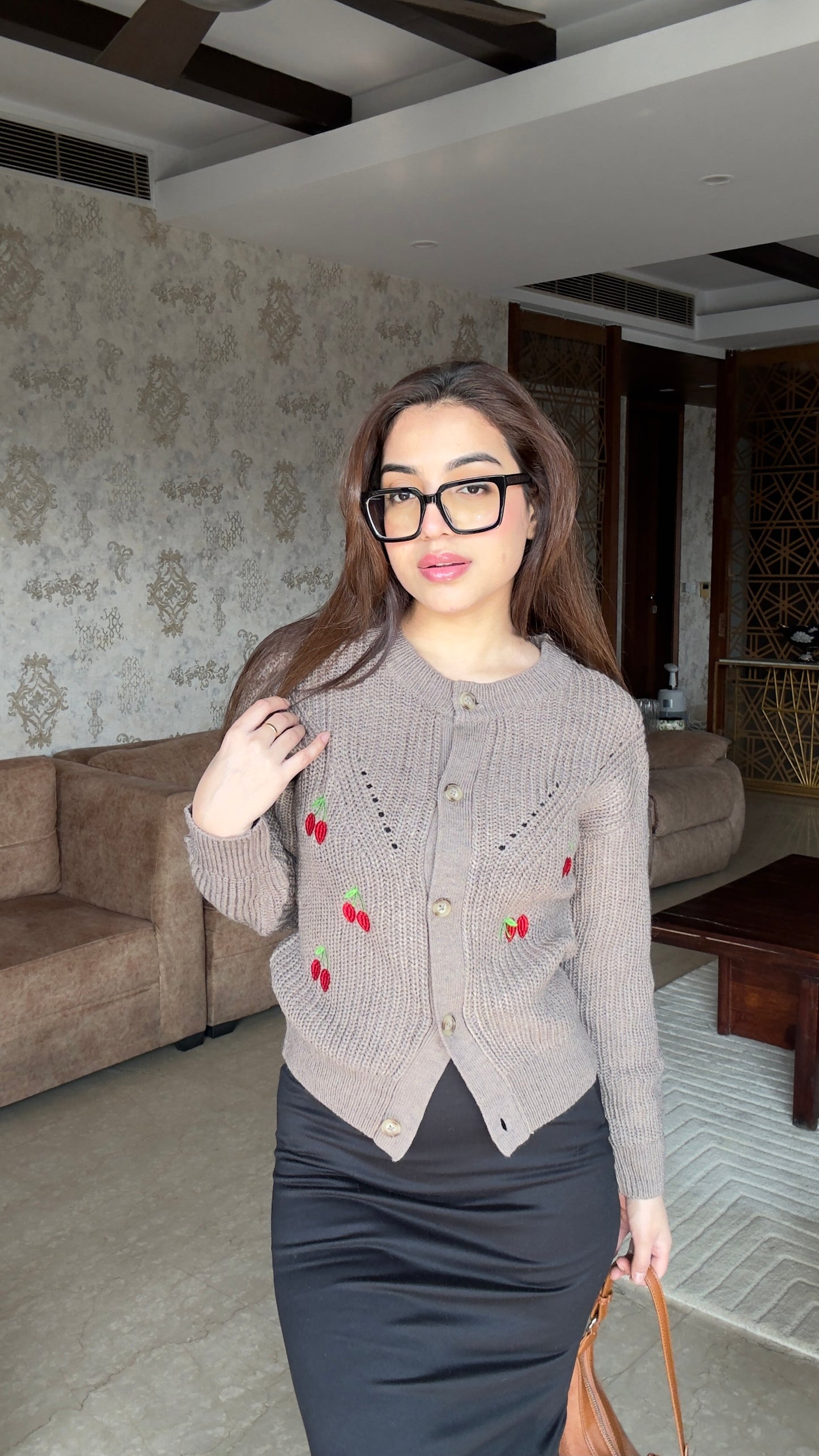 Cardigan With Long Black Skirt