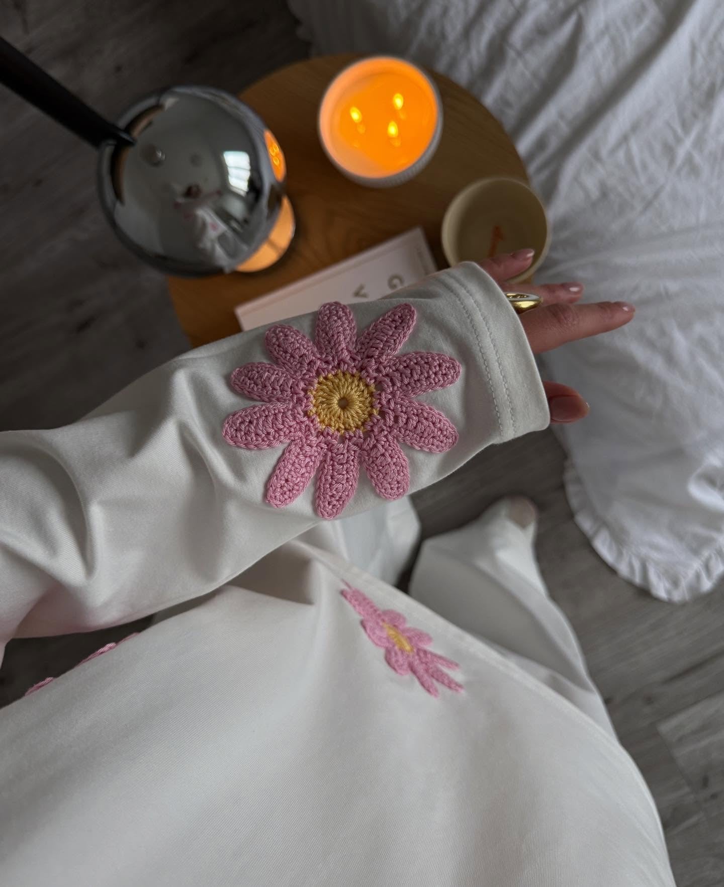 Crochet Flower Full Sleeves Top (Set Of 2)