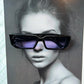 Purple Tint Black Framed Rectangle Shades