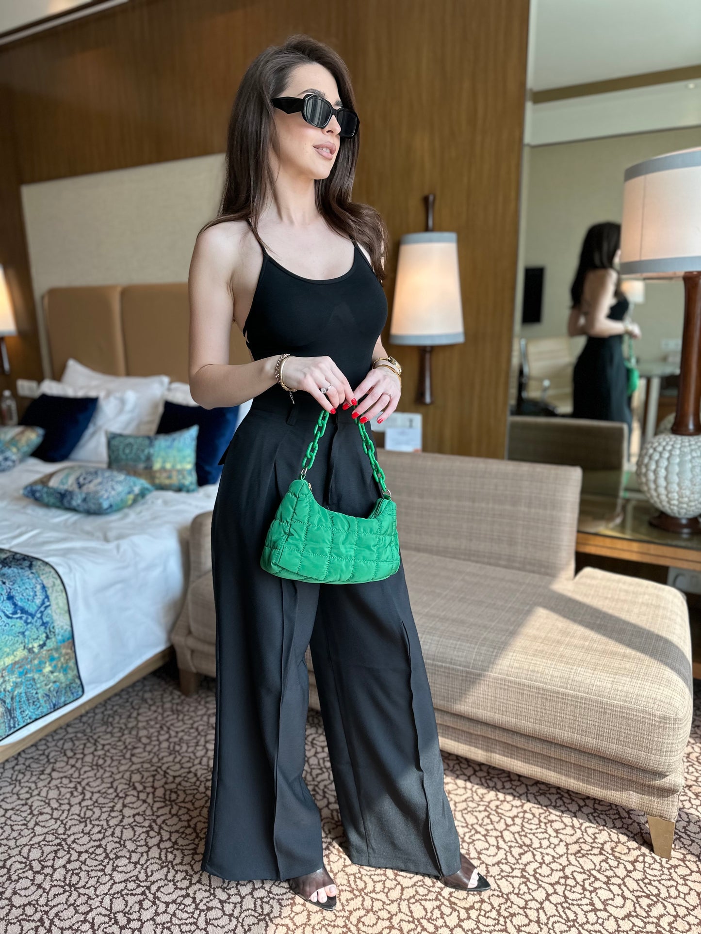Combo: Baggy Pants With Backless Bodysuit