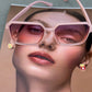 Oversized Peach Frame Tinted Sunglasses