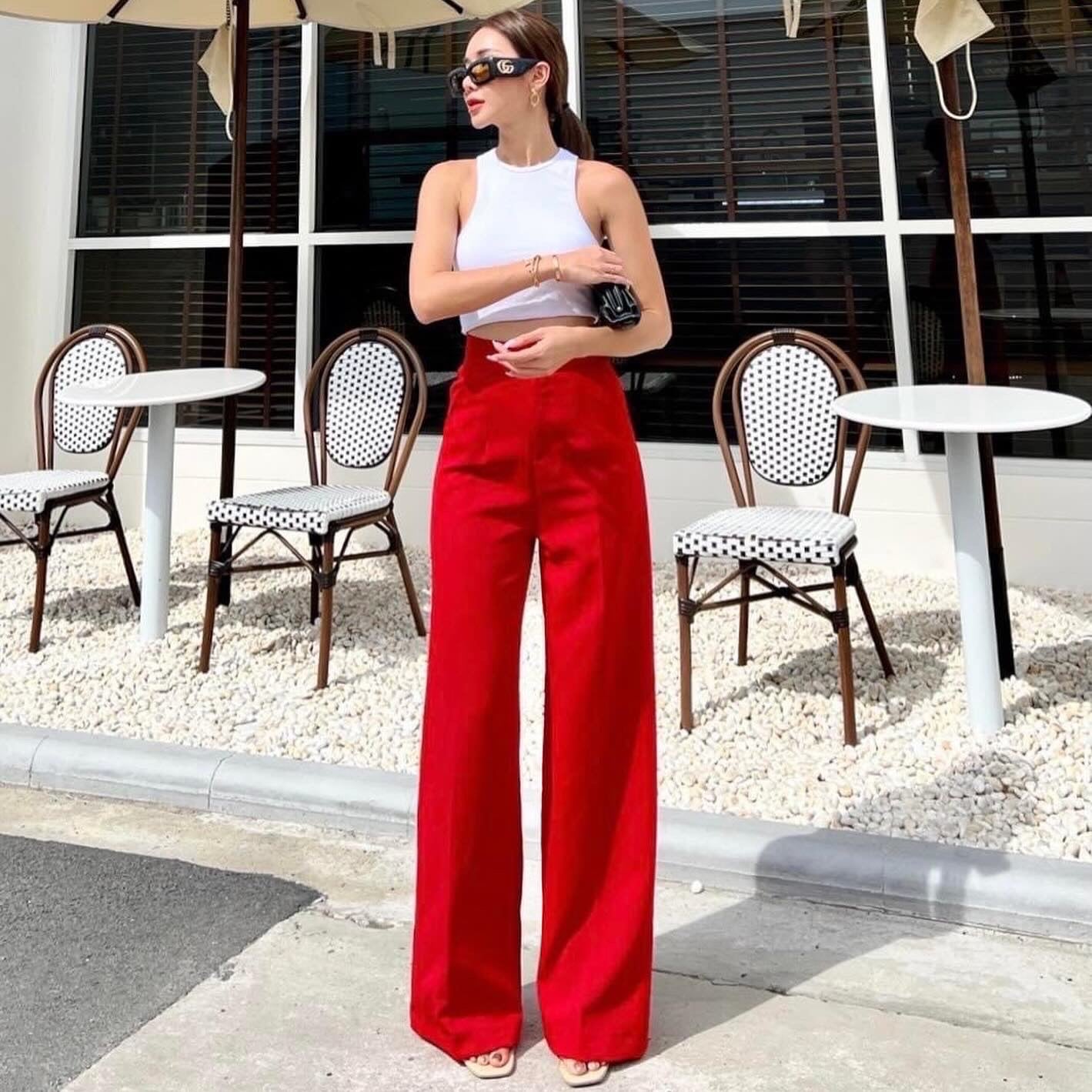 Red Color Pop Pants