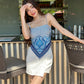 Vintage Print Scarf Tops